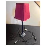 Crystal Glass Bowl, Lidded Crystal Jar & Pink Shade Table Lamp