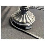 Crystal Glass Bowl, Lidded Crystal Jar & Pink Shade Table Lamp