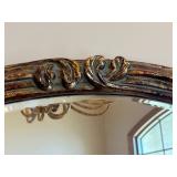 Antique Style Gilded Arch Mirror - 44 in H x 28 in W - Carved Leaf Detail