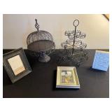 Bird Cage Cake Plate on Pedestal & 3-Tier Cupcake Stand, 2 Frames & Inspirational Sign