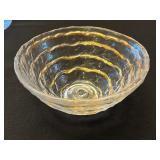 Clear Glass Bowls Set with Leaf-Pattern Plate & Large Ribbed Mixing Bowl