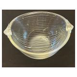 Clear Glass Bowls Set with Leaf-Pattern Plate & Large Ribbed Mixing Bowl