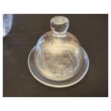 HEAVY Crystal Glass 3-Piece Lidded Dish Set with Leaf Motifs and Starburst Pattern