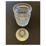 HEAVY Crystal Glass 3-Piece Lidded Dish Set with Leaf Motifs and Starburst Pattern