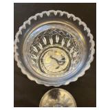 HEAVY Crystal Glass 3-Piece Lidded Dish Set with Leaf Motifs and Starburst Pattern