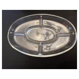 Oval Divided Glass Serving Dish - Speckled Lidded Jar - Painted Tray - Glass Covered Dish