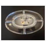 Oval Divided Glass Serving Dish - Speckled Lidded Jar - Painted Tray - Glass Covered Dish
