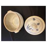 Oval Divided Glass Serving Dish - Speckled Lidded Jar - Painted Tray - Glass Covered Dish