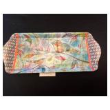 Oval Divided Glass Serving Dish - Speckled Lidded Jar - Painted Tray - Glass Covered Dish