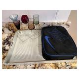 OTAGIRI Lacquerware Tray with Iris Design, 5 Colored Cordials, Nike Lunch Box