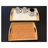 Bamboo Serving Trays with 4 Coffee Mugs Inc The Bamboo Guys