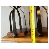 Pair of Hurricane Candle Holders - Glass Cylinders on Black Iron Stands