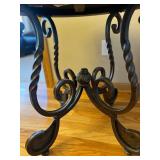 Round Black Iron Table - 26 in Diameter - Ornate Scrollwork & Studded Rim