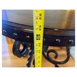 Round Black Iron Table - 26 in Diameter - Ornate Scrollwork & Studded Rim