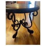 Round Black Iron Table - 26 in Diameter - Ornate Scrollwork & Studded Rim