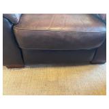 Brown Leather Armchair - 35 in H x 49 in W x 39 in D