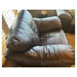 Brown Leather Armchair - 35 in H x 49 in W x 39 in D