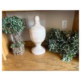 3-Piece Decorative Topiary Set - Woven Basket Plant, Ivory Urn & Faux Ivy