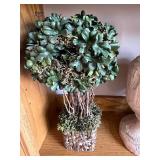 3-Piece Decorative Topiary Set - Woven Basket Plant, Ivory Urn & Faux Ivy