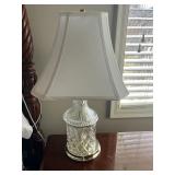 Kincaid Heritage Cherry Wood Nightstand with Brass Hardware & Crystal Lamp - 4-Drawer Bedroom Furniture