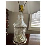 Kincaid Heritage Cherry Wood Nightstand with Brass Hardware & Crystal Lamp - 4-Drawer Bedroom Furniture