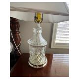 Kincaid Heritage Cherry Wood Nightstand with Brass Hardware & Crystal Lamp - 4-Drawer Bedroom Furniture