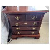 Kincaid Heritage Cherry Wood Nightstand with Brass Hardware & Crystal Lamp - 4-Drawer Bedroom Furniture