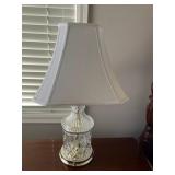 Kincaid Heritage Cherry Wood Nightstand with Brass Hardware & Crystal Lamp - 4-Drawer Bedroom Furniture