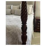 Kincaid Heritage King Four-Poster Bed - Dark Mahogany, Twisted Posts, Carved Details - Inc Kim Seibert Bed Coverings - Does NOT Inc Mattress