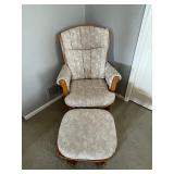 Dutailier Glider Chair with Ottoman - Floral Beige Upholstery