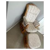 Dutailier Glider Chair with Ottoman - Floral Beige Upholstery