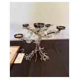 BP Home Framed Floral Embroidery Artwork & Beaded Crystal Candle Holder