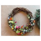 Wreaths (Lot of 3) - Boxed Evergreen, Snowman Wreath, Floral Grapevine Ring