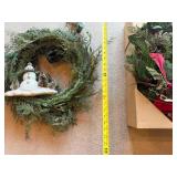 Wreaths (Lot of 3) - Boxed Evergreen, Snowman Wreath, Floral Grapevine Ring