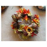 Autumn Wreaths - Sunflower Harvest, Fall Leaves, Welcome Home Sign