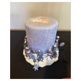 Christmas Decor Lot - Snowman Candle, Glitter Snowman, Snowman Jar, Santa Plate, Tray