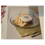 Chip & Dip Set with Leaf-Shaped Plates, Green Platter, Red Leaf Plates, & Tray