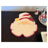 Ceramic Christmas Plate Set - Santa Face Plate, Tree Plate, Plaid Snowman Plate, Snowman Bowl