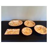 Home Italian Ceramic Dinnerware Set - Leaf & Fruit Pattern, Microwave & Dishwasher Safe