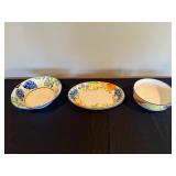 Ceramic Fruit Bowls - Set of 3, Grape & Citrus Motif - 1 Bizzirri Made in Italy