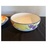Ceramic Fruit Bowls - Set of 3, Grape & Citrus Motif - 1 Bizzirri Made in Italy