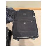 Black Travel Luggage Set - 2 Rolling Suitcases, Garment Bag, Carry-On