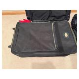 Black Travel Luggage Set - 2 Rolling Suitcases, Garment Bag, Carry-On