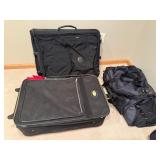 Black Travel Luggage Set - 2 Rolling Suitcases, Garment Bag, Carry-On