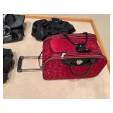 Reebok Duffel Bag & Red Heart Pattern Rolling Suitcase Travel Set (2-Piece)