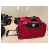 Reebok Duffel Bag & Red Heart Pattern Rolling Suitcase Travel Set (2-Piece)