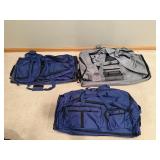 Blue & Gray Duffel Bags (Lot of 3) - Travel Gear with Multiple Pockets