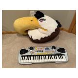 Kawasaki Toy Keyboard with Speakers & Giant Plush Bird Pillow - Two-Piece Set