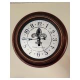 Palais Cardinal Wall Clock with Fleur-de-lis Dial - Vintage Round Brown Copper Frame