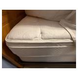 Queen Bed with Simmons Innerspring Mattress - Pine Wood Frame, Blue Floral Quilt